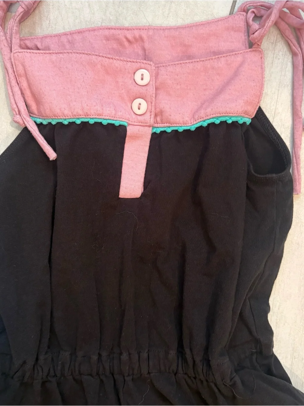 Lot Of 3 Girls Items: 2 Dresses 1 Romper Sz 6/6X/7 Pink Black Summer Vacation